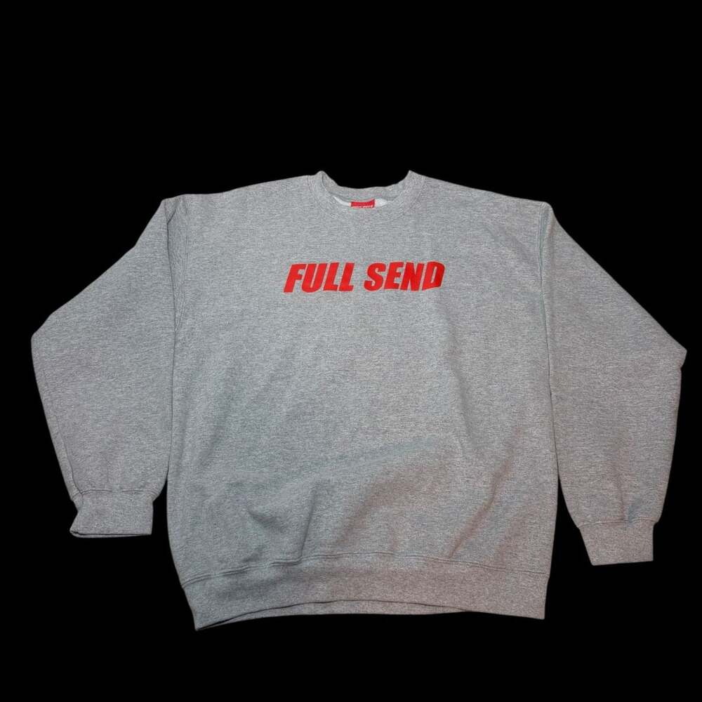 Nelk Boys Full Send Sweatshirt Size L Gray Red Logo Pullover